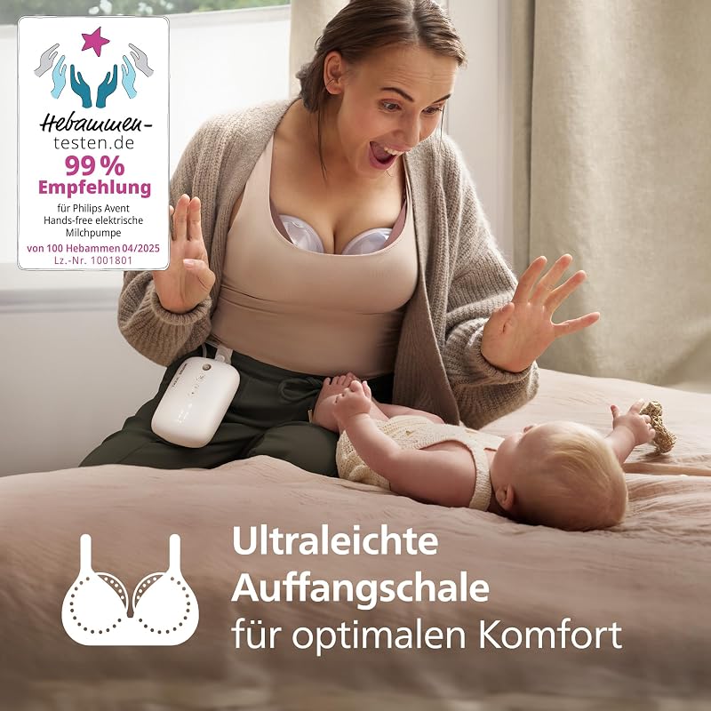 AVENT Hands-Free-Milchpumpen-Starter-Set, Motor in Krankenhausqualität, spiegelt den Trinkrhythmus des Babys wider, bis zu 85 Pumpbewegungen pro Minute, Modell SCD553/11