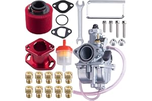 ORAEVY VM22 Racing Performance Carburetor Carb Mainfold Intake Pipe Air Filter Fit For Predator 212cc GX160 Honda GX200 CT200U 196cc KT196 Clones Go Kart Mini Bike Race Kart (Red)
