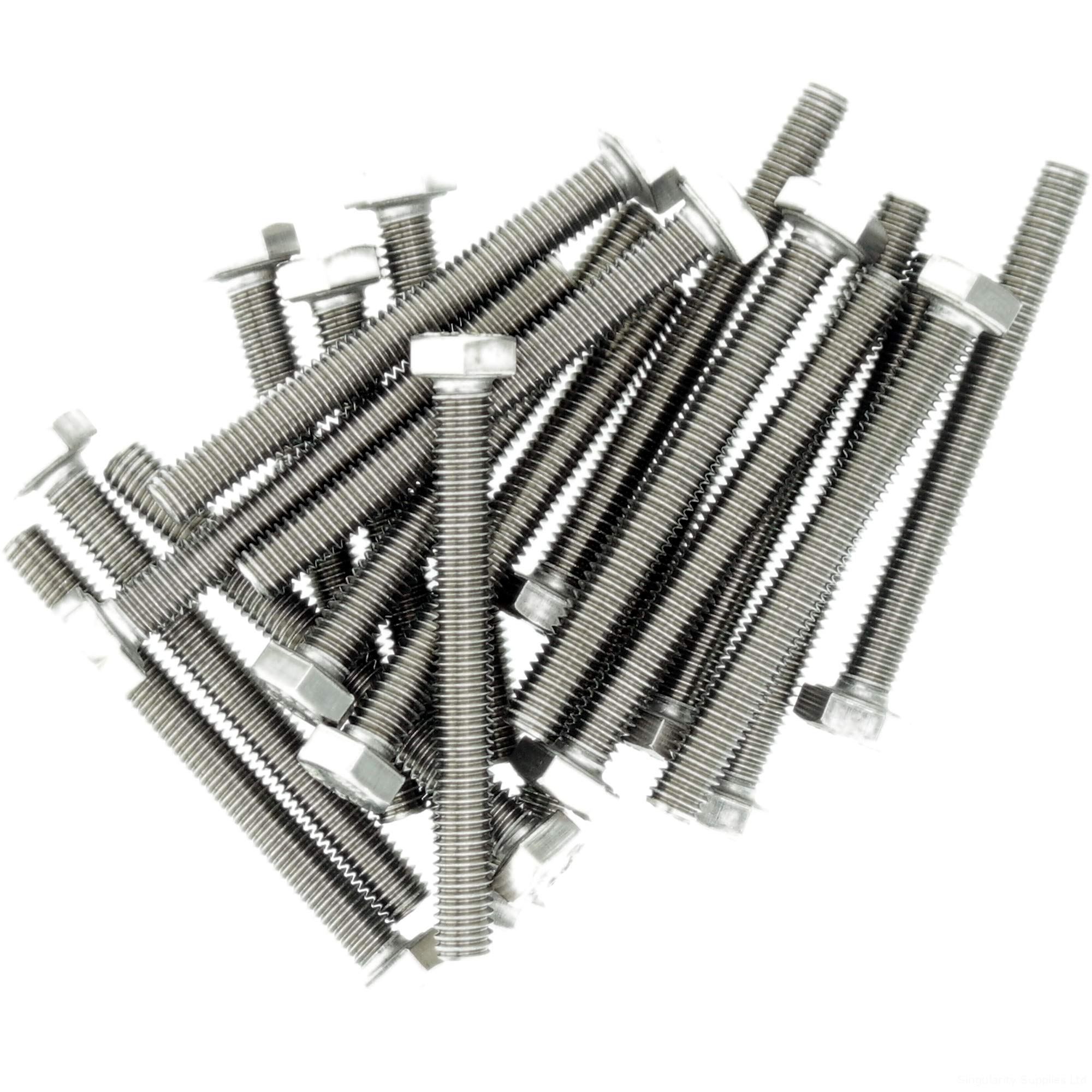 M8 (8mm x 10mm) Hex Bolt (Fully Threaded Setscrew) - Stainless Steel (A2) (Pack of 20)