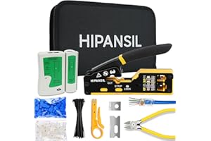 HIPANSIL RJ45 Crimp Tool, Ethernet Crimper Tool Kit With CARRYING CASE, All-In-One Pass Through Network Cable Tool For Cutting, Stripping, Crimping Cat5 Cat6 RJ45 RJ11 RJ12 – Ideal For Home DIY, IT Technicians