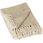 DII Rustic Farmhouse Cotton Chevron Blanket Throw with Fringe for Chair, Couch, Picnic, Camping, Beach, & Everyday Use, 50 x 60 - Urban Chevron Stone