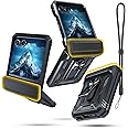 Janmitta Compatible with Moto Razr 2024/2025 Case,Razr+ Plus 2024/2025 Case with Lanyard+Hinge Protection+Finger Ring Holder Kickstand,Dual-Layer Full Body Protective Shockproof Phone Cover,Black