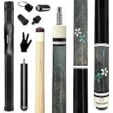 HomeSeason Pool Cue Stick 58" Professional Billiard Canadian Maple Pool Stick with Leather Case &amp; 13mm Tip, 18/19/20/21oz for Adults Pro Player