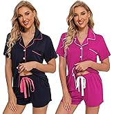 Leikar 2 Pack Button Up Pajama Set For Women Sleepwear Soft Pjs Bride Pajamas