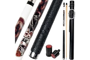 Collapsar CBP Pool Stick with 1X1 Hard Case,13mm Tip with Low Deflection Technology Billiard Cue,58" 2-Pieces 19-21 oz Professional Pool Cue Set