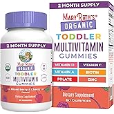 MARYRUTH'S Organic Toddler Multivitamin Gummies, 2 Month Supply, Ages 2+ | Vitamin A, C, D, E, B6, B12, Biotin, Iodine, Zinc, Immunity, Bone &amp; Teeth Health, Skin &amp; Vision Support