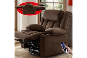 Cfvyne Three Motor Large Power Lift Chairs Recliners for Big and Tall Elderly, 180° Lay Flat Lift Chair, Infinite Position, Power Headrest, Heat & Vibration Massage - Plush Flannel Fabric, Dark Brown