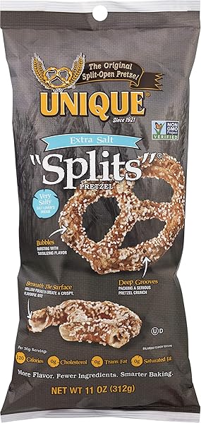 UNIQUE PRETZEL SPLITS EXTRA SALT, 11 OZ (PACKAGING...