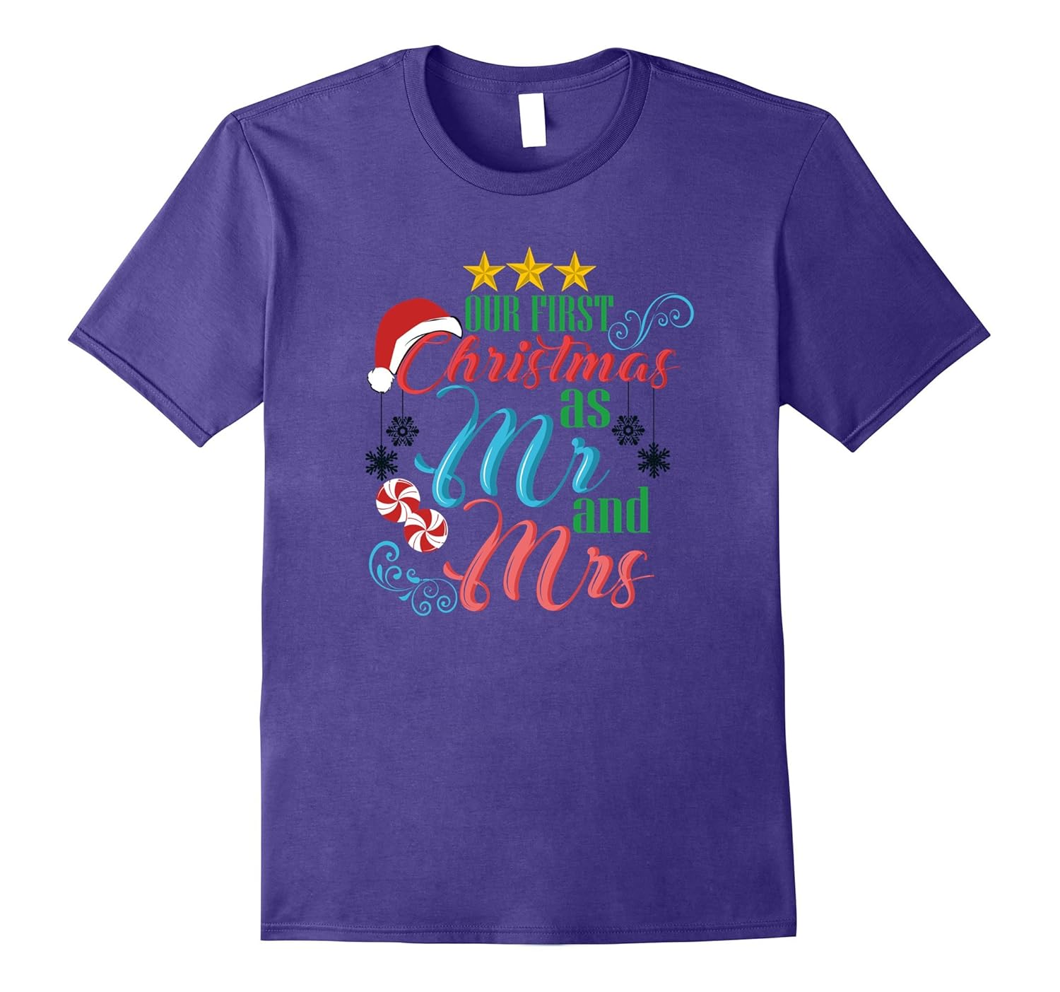 Our First Christmas As Mr And Mrs Newly Wed Marriage T-shirt-Rose