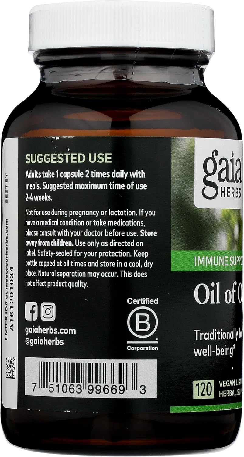 Gaia Herbs Oil of Oregano, Vegan Liquid Capsules, 120 Count - Immune and Intestinal Support for Healthy Digestive Flora: Health & Personal Care