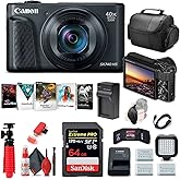 Canon PowerShot SX740 HS Digital Camera (Black) (2955C001) + 64GB Memory Card + 2 x NB13L Battery + Corel Photo Software + Charger + Card Reader + LED Light + Soft Bag + More