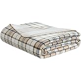 Nautica - Throw Blanket, Reversible Flannel Bedding with Bonded Knit Fleece, Super Soft Plaid Home Decor (Southgale Plaid Beige, 50" x 70")