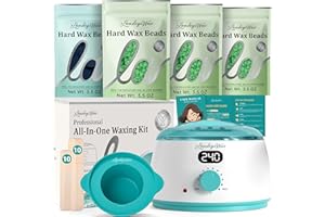 LANSLEYWAX Digital Waxing Kit for Women Men, Wax Warmer for Hair Removal with Silicone Pot, Hard Wax Kit, Waxing Machine for Sensitive Skin Brazilian Bikini Leg Eyebrow Full Body Home Use