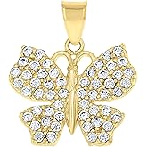 Jewels By Lux 10kt Yellow Gold Womens Cubic Zirconia Cubic-Zirconia Butterfly Nature Charm Pendant