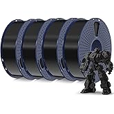 SUNLU 4KG 3D Printer Filament PLA Plus 1.75mm Black, Neatly Wound PLA+ Filament 1.75mm, PLA Filament Bundle for Most FDM 3D Printer, 1kg Spool, 4 Packs, Black