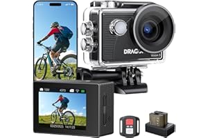 Dragon Touch Action Camera Vision 3 4K 20MP 30FPS 100FT Waterproof Underwater Camera 170° Wide Angle WiFi Sports Cam with Rem