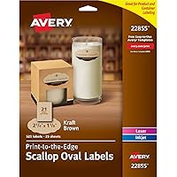 Avery Scallop Oval Labels for Laser & Inkjet Printers, 2-1/4" x 1-1/8", 525 Kraft Brown Labels (22855)
