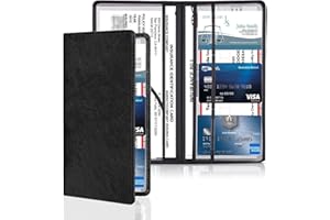 KIKIMO for Tesla Car Registration and Insurance Holder, Magnetic Leather Registration Holder for Model S/3/X/Y, Glove Box Document Organizer for Tesla with Magnetic Shut for Cards