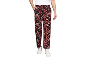 Nanxson Men's Baggy Chef Pants, Printed Work Pants with Elastic Waist Restaurant Kitchen Uniforms