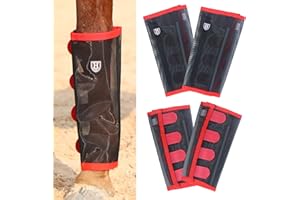 Harrison Howard Loose-Fitting Horse Fly Leggings Breathable, Tear-Resistant Fine Mesh Leg Guards Stay-on Comfortable Fly Boots (Set of 4)
