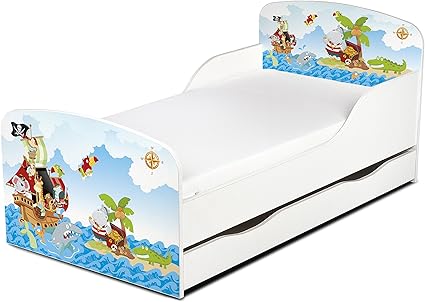 Leomark Lit Bebe En Bois A Tiroir Et Matelas Dimensions 140 X 70 Pirate Amazon Fr Cuisine Maison