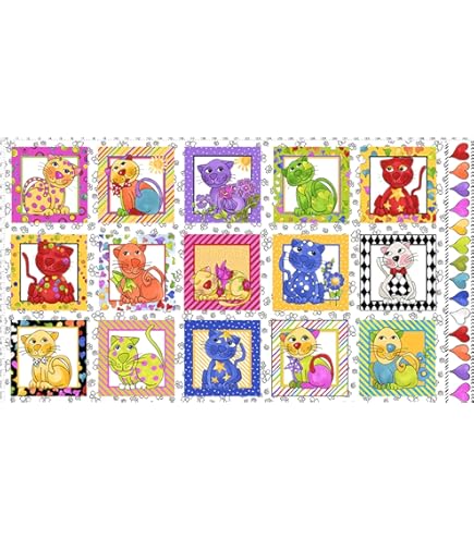 Amazon.com: Loralie Designs Cool Cats Fabric Panel for Quilting 