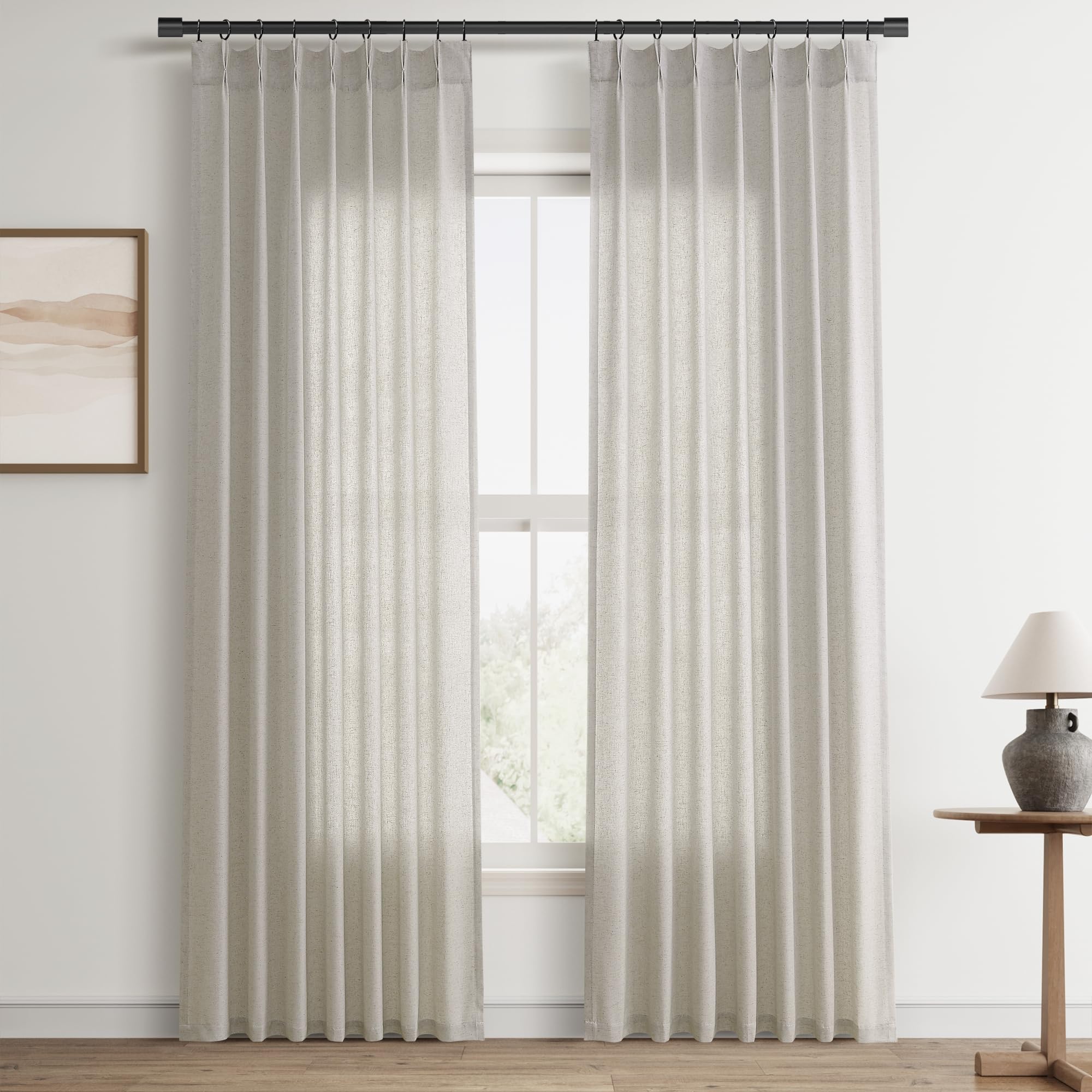 Aersas Silver Pinch Pleat Linen Curtains 84 Inch Length 2 Panels Set for Bedroom Dinging Room Semi Sheer Boho Farmhouse Neutral Window Curtains 84 Inches Long for Living Room Nursery 40x84 Image Aersas Silver Pinch Pleat Linen Curtains 84 Inch Length 2 Panels Set for Bedroom Dinging Room Semi Sheer Boho Farmhouse Neutral Window Curtains 84 Inches Long for Living Room Nursery 40x84 Image