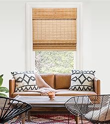 LazBlinds Cordless Bamboo Roman Shades, Light