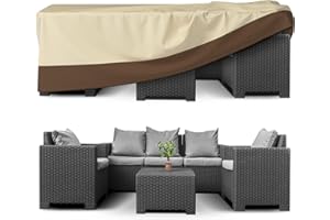 KIKCOIN Patio Furniture Covers Waterproof for Dining Table and Chairs, Rectangular Outdoor Furniture Set Cover, Anti-Fade, Tear/Water Resistant Patio Furniture Set Covers, 126" L x 84" W x 28" H