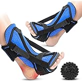 Plantar Fasciitis Night Splint with Massage Ball, 2 Pack Adjustable Brace Dorsal Night Splint for Achilles Tendonitis Foot Drop Relief Arch Pain, Comfortable with 4 Straps for Secure Fit Black-Blue