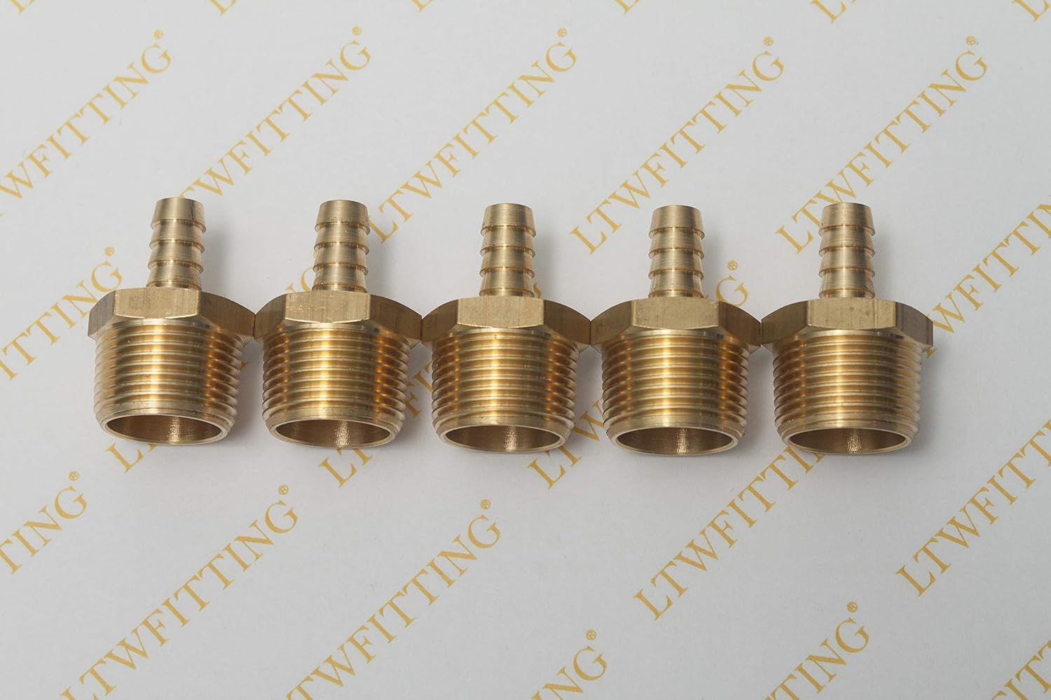LTWFITTING Brass Barbed Fitting Coupler/Connector 3/4-Inch Male BSPT x 10mm Hose Barb(Pack of 5), Tubing ID: 3/8"(10mm) - Image 3