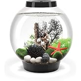biOrb Classic 15 Acrylic 4-Gallon Aquarium with White LED Lights Modern Compact Tank for Tabletop or Desktop Display, Black-Trimmed Tank