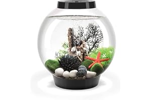 biOrb Classic 15 Acrylic 4-Gallon Aquarium with White LED Lights Modern Compact Tank for Tabletop or Desktop Display, Black-Trimmed Tank