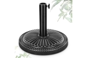 FRUITEAM 15" 23 lbs Round Patio Umbrella Base Pre-Filled Umbrella Stand Sun-Flower-Pattern Heavy Duty Market Umbrella Base Stand for Patio, Outdoor, Swimming Pool, Black