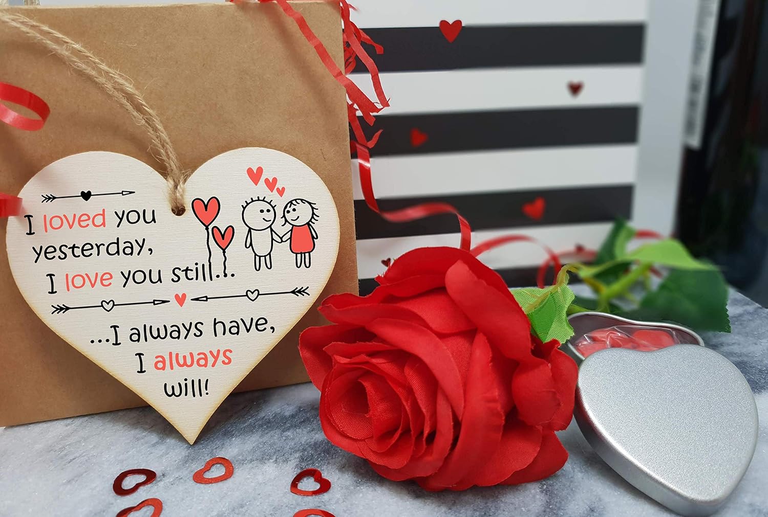 The Plum Penguin Handmade Wooden Hanging Heart Plaque Valentine's Gift for someone special boyfriend girlfriend husband wife romantic keepsake - Image 5
