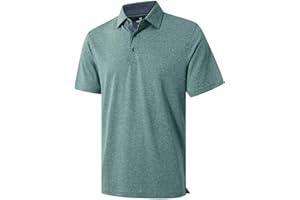 VEBOON Men's Polo Shirts Long and Short Sleeve Cotton Blend Heather Moisture Wicking Casual Collared Shirts