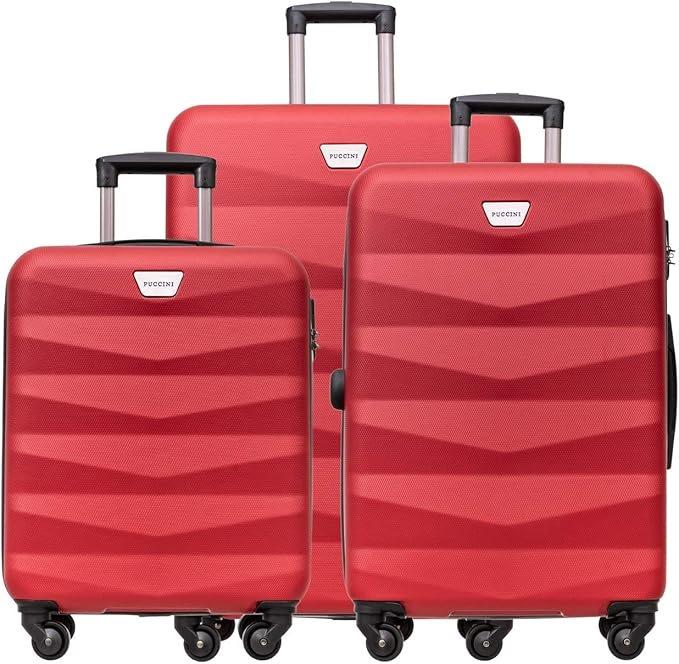 PUCCINI Suitcase Red Rot (3) Set Groß + Mittelgroß + Kabinenkoffer
