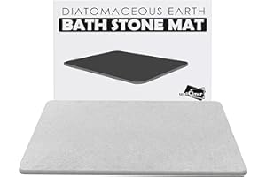 WALL QMER Bath Stone Mat, 23.5" x 15.5" Fast Drying Absorbent Natural Diatomaceous Earth Mat, Anti-Slip Floor Shower Mats for Bathroom, Kitchen, Light Gray