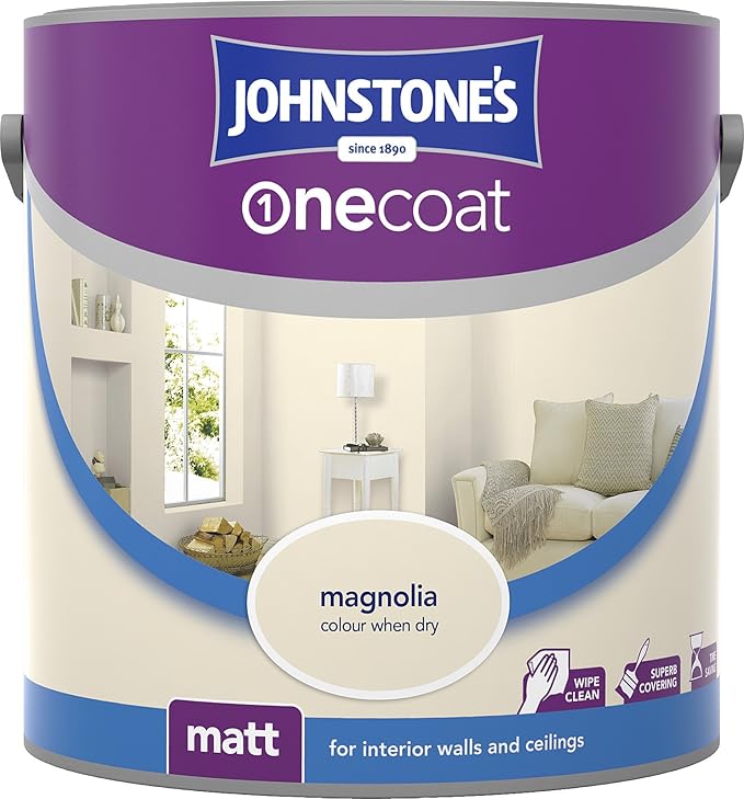 Johnstone's 304132 One Coat Matt Emulsion Magnolia, 2.5 by Johnstone