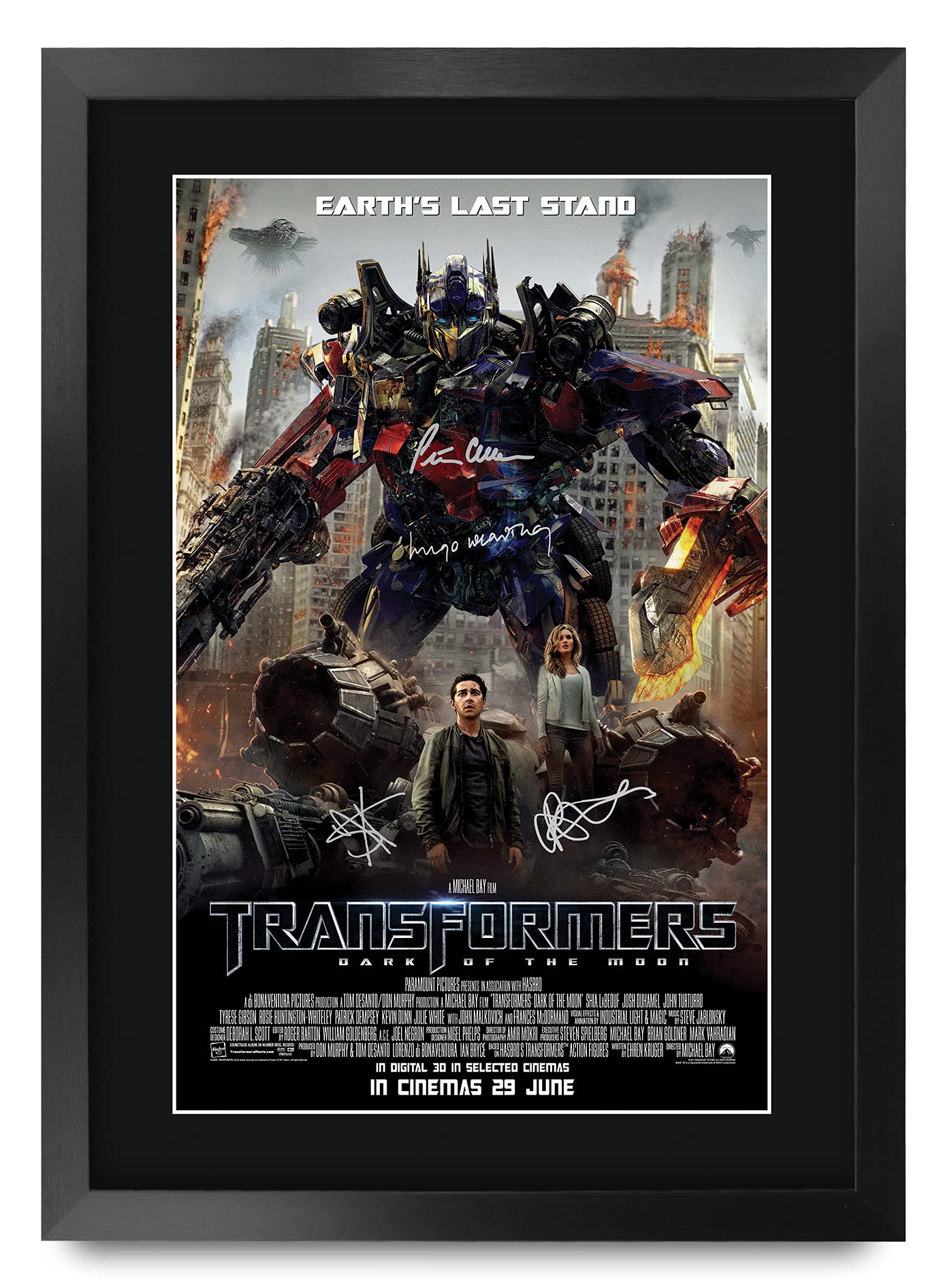 HWC Trading FR A3 Transformers Dark of the Moon 3 Gifts Printed Poster Signed Autograph Picture for Movie Memorabilia Fans - A3 Framed