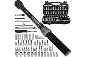 UYECOVE 63Pcs 1/4-Inch Drive Click Torque Wrench Set(1-25 N.M/20-240IN.LB)，with Bit Socket Set Metric and Extension Bar for Auto Repairing and Household, with Storage Case