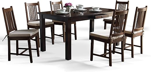 Jati Dunkles Holz Teak Esstisch Und Stuhle Set 1 6 M Esstisch Und 6 Low Back Qualitat Wert Amazon De Kuche Haushalt