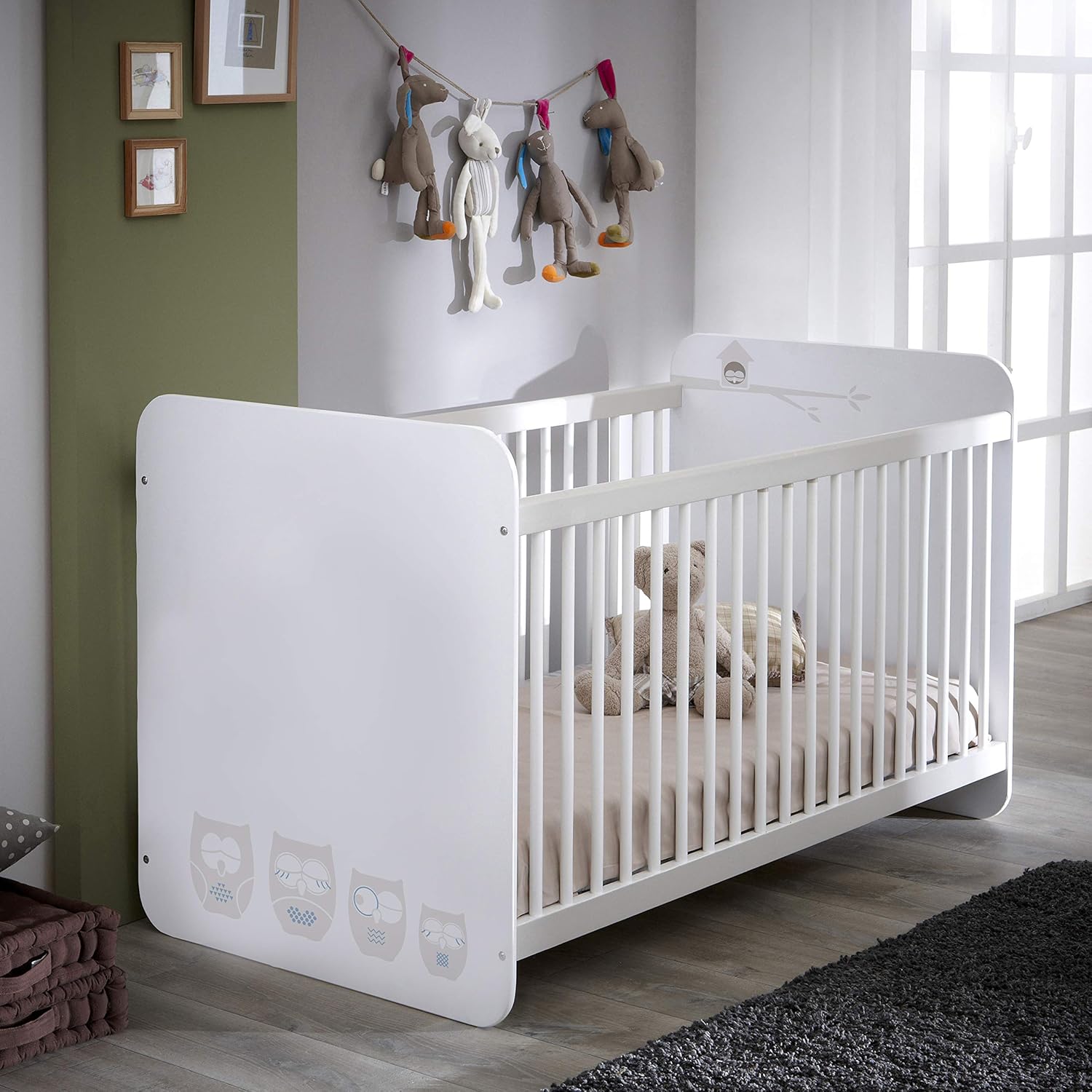 Blanc Mat Bois Dense L 67 Cm X P 123 4 Cm X H 90 Cm Demeyere Lit Bebe A Barreaux 60 X 1cm Formes Douces Pour La Securite De Lenfant Sommier Reglable 3