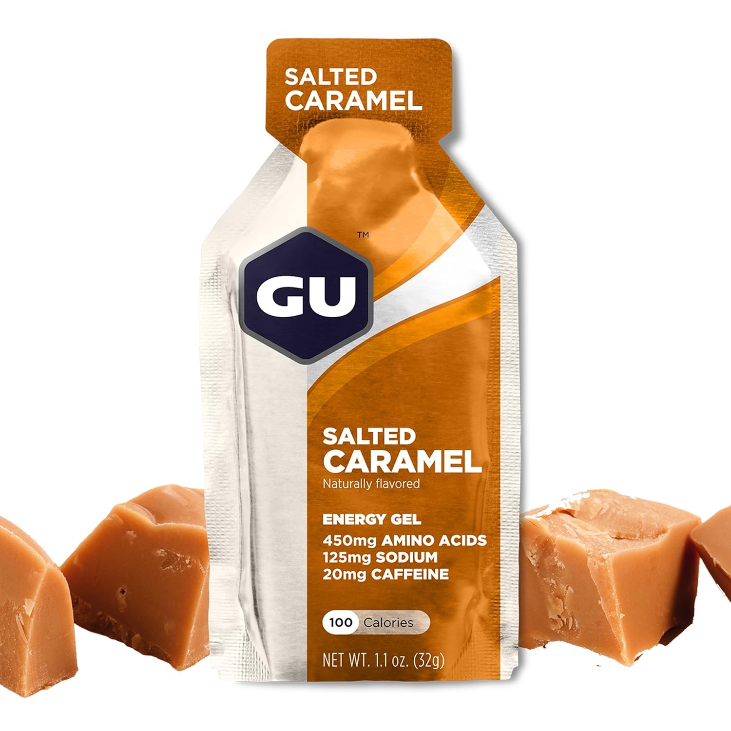 GU Energy Original Sports Nutrition Energy Gel, Salted Caramel, 24 Count Box