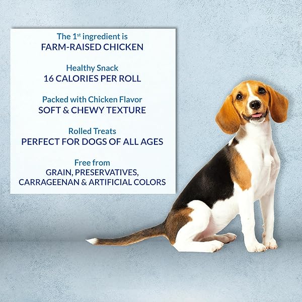 INABA CHURU ROLLS FOR DOGS, SOFT & CHEWY BAKED CHICKEN WRAPPED FILLED DOG TREATS, 0.42 OUNCES EACH ROLL, 8 ROLLS TOTAL, CHICKEN RECIPE