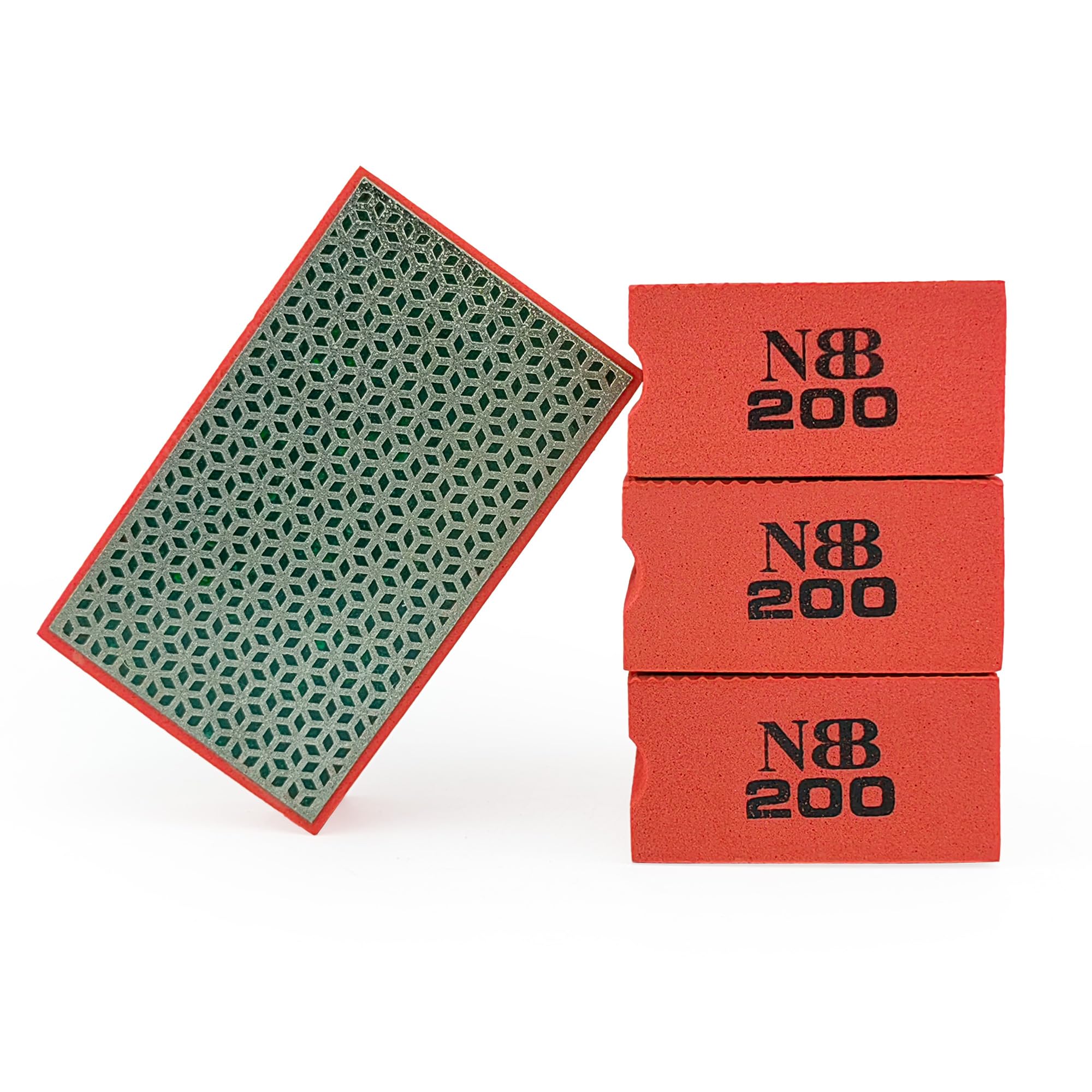NBB Diamond Hand Pad for Sanding/Polishing Diamond Sanding/Polishing Block with Flexible Sponge Backing for Grinding Stone Granite Ceramic Tile Glass Wood Metal (4, 200#)