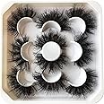 Pooplunch False Eyelashes 25MM Fluffy Dramatic Faux Mink Lashes 5 Pairs Long Thick Volume Messy Crossed Fake Eye Lashes Pack