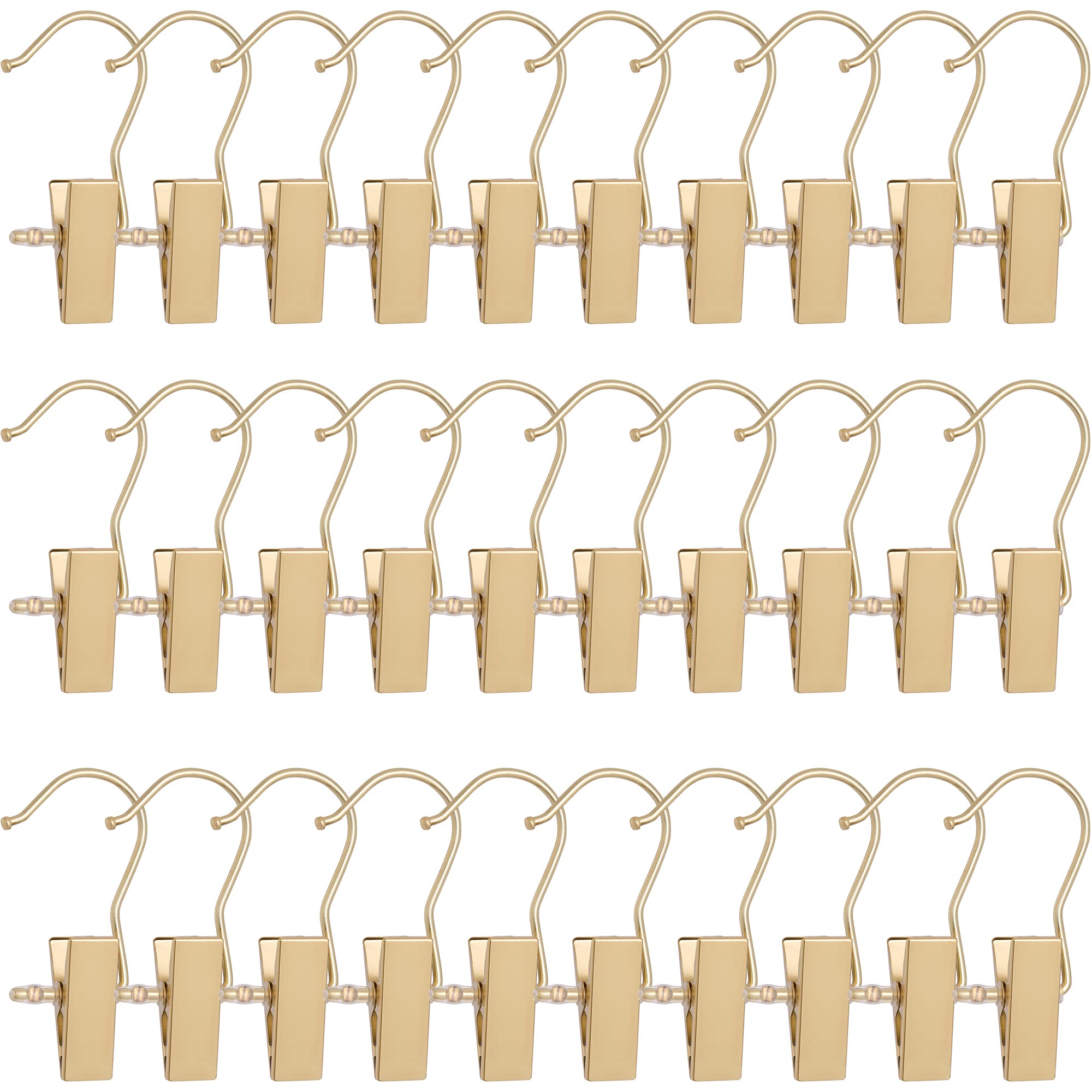 Photo 1 of BEWISHOME 30 PCS Gold Boot Hangers for Closet, Laundry Hooks with Clips, Boot Hanging Hold Clip, Clothes Pins, Space Saving Portable Travel Hangers Clip, Jeans, Tall Boots, Towel, Gold FYC30G