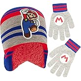 Nintendo boys Winter Hat and Kids Gloves Set, Super Mario Beanie for Ages 4-7