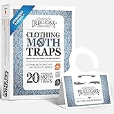 Dr. Killigan's Premium Double Potent Clothing Moth Traps with Pheromones Prime - Trap with Lure for Clothes Closets & Carpet - Case Making & Web Spinning Moth Prevention (20 Pack, White)